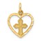 10K Yellow Gold Cross In Heart Charm Pendant New 18 X 13mm Jewerly